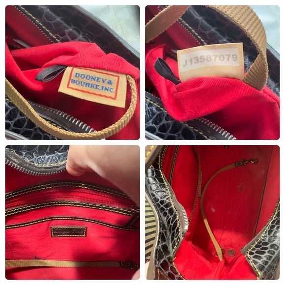 DOONEY & BOURKE Brown Crocodile Embossed Leather Hobo Shoulder Handbag - Picture 15 of 15